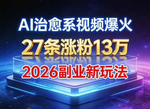 AI治愈系视频爆火，27条涨粉13W，2026新手副业新玩法