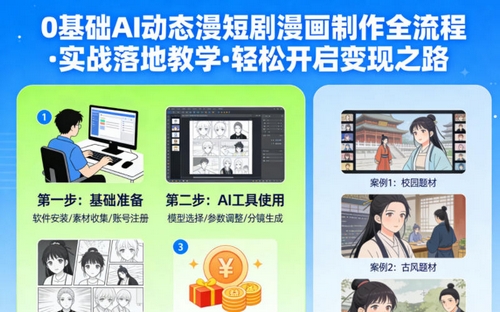 0基础AI动态漫短剧漫画制作全流程，实战落地教学，轻松开启变现之路