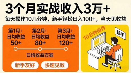 3个月实战收入3W＋，每天操作10几分钟，当天见收益【揭秘】