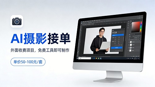 外面收费项目，AI摄影接单，免费工具就可以做，单价50-100一套